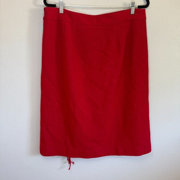 Talbots Wool Blend Wrap Red Tassel Button Detail Pencil Skirt Plus Size 14 - Picture 8 of 10